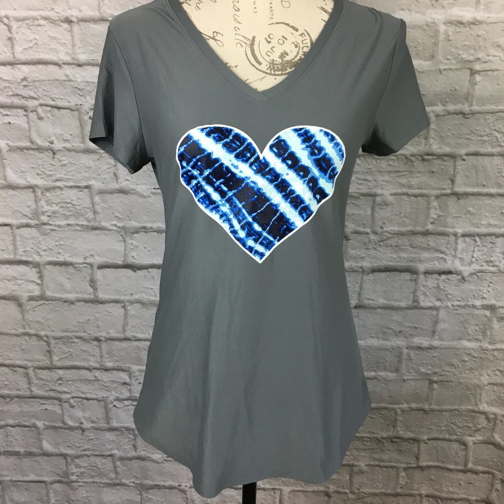 No Boundaries Grey V-Neck Tee with Heart
